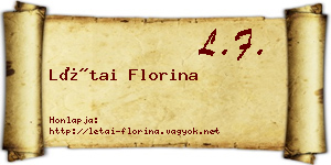 Létai Florina névjegykártya